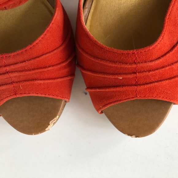 Seychelles high heeled shoes - orange suede open toe with ankle cuff siz… - Picture 4 of 6
